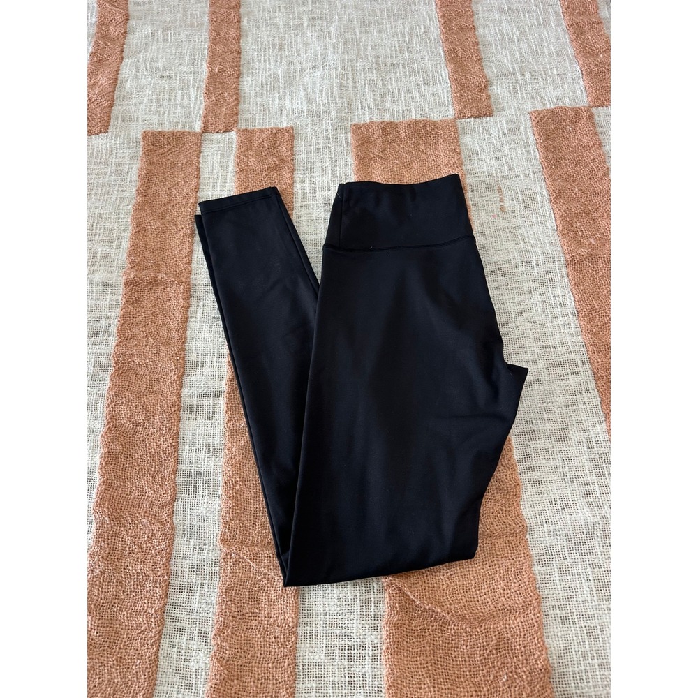 Feline Womens Black High Waisted Athletic Leggings Size Medium Yoga Gym Tights